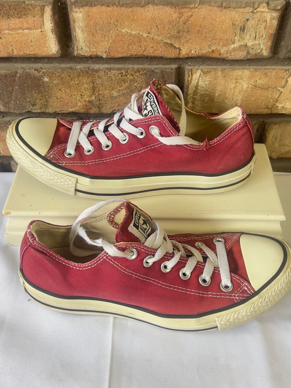 Converse Red Low-Top Canvas Sneakers with White Laces